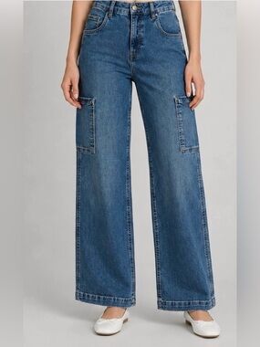 Kut From The Kloth Jodi Fab Ab Wide Leg Jeans Lightly Distressed.  Sz 16.